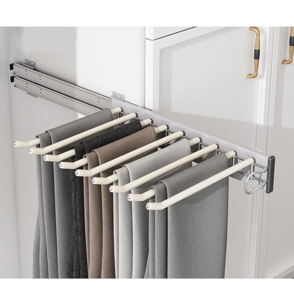 LKP 14x12.8inch Sliding Pants Rack Beige/Black/Orange Closet Side Mounted Hanger for Hanging Pants Retractable Storage Rack for Wardrobe