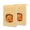 Bakbania Bakery Bags 9.6x6.1x2.7" Brown With Window - 50 Pieces Kraft Paper Tin Tie Tab Lock for Cookies - Free Stickers Included view 1