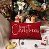 Allorry Christmas Pillow Covers Merry Christmas Throw Pillow Decorative Christmas Red Cotton Cloth Linen Cloth Pillow Cover Sofa Cover Decorative Rectangle Length 12X20 inches view 2