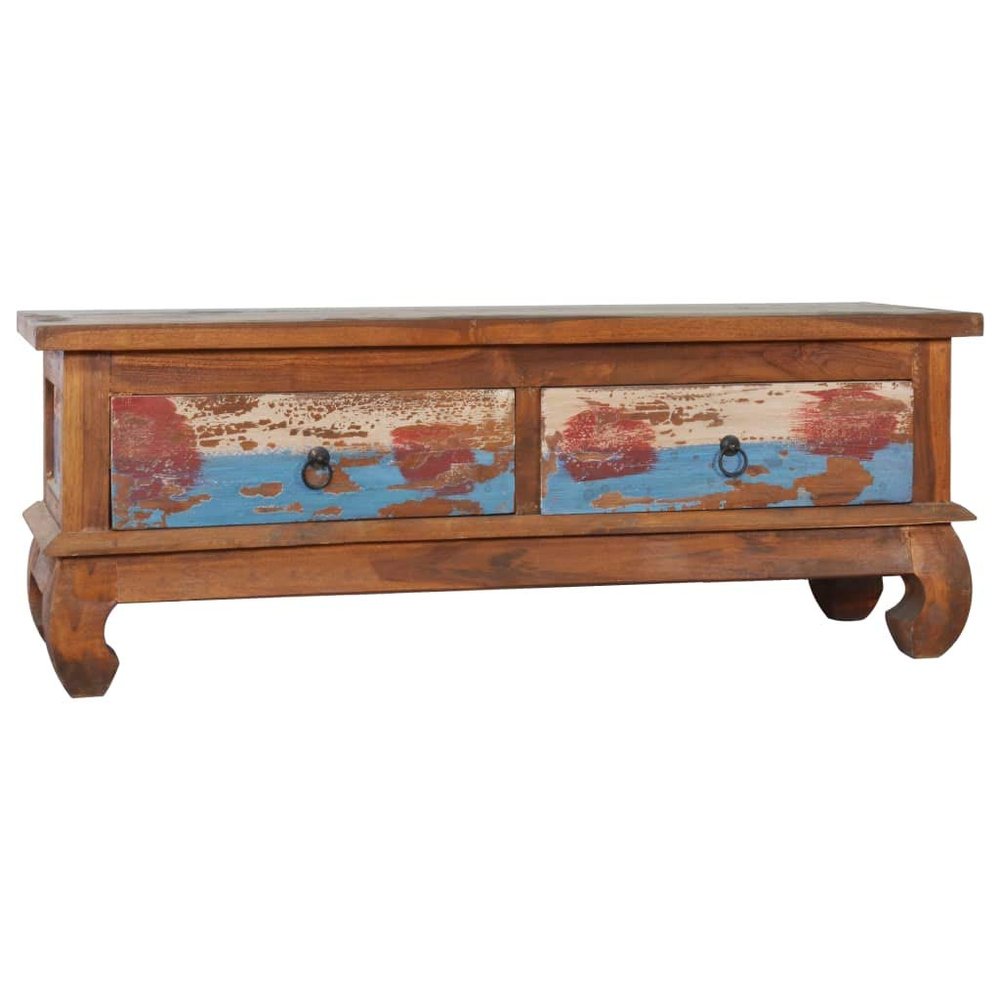 ZQQLVOO Vintage Antique-Style TV Cabinet 43.3"x13.8"x15.7" Reclaimed Teak Wood,Equipped with 2 Large Drawers,TV Stand for Living Room