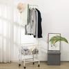 ALIMORDEN Laundry Cart with Clothes Rack, Rolling Laundry Butler with Wire Storage RackBlack view 3