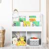 Costzon Kids Bookshelf, Wooden Toy Storage Cabinet Organizer w/Shelves, 2 Large Cubes & Anti-Tipping Devices, Children Bookcase Display Sling Book Rack for Kids Room, Nursery, Kindergarten (White) view 1