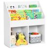 Costzon Kids Bookshelf, Wooden Toy Storage Cabinet Organizer w/Shelves, 2 Large Cubes & Anti-Tipping Devices, Children Bookcase Display Sling Book Rack for Kids Room, Nursery, Kindergarten (White) view 3