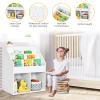 Costzon Kids Bookshelf, Wooden Toy Storage Cabinet Organizer w/Shelves, 2 Large Cubes & Anti-Tipping Devices, Children Bookcase Display Sling Book Rack for Kids Room, Nursery, Kindergarten (White) view 4