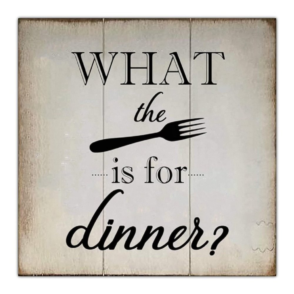 Aihesui Wood Signs Wall Hanging Wall Decoration What the Fork is for Dinner Signs for Living Room Kitchen Batheroom Bedroom Office School 16x16inch