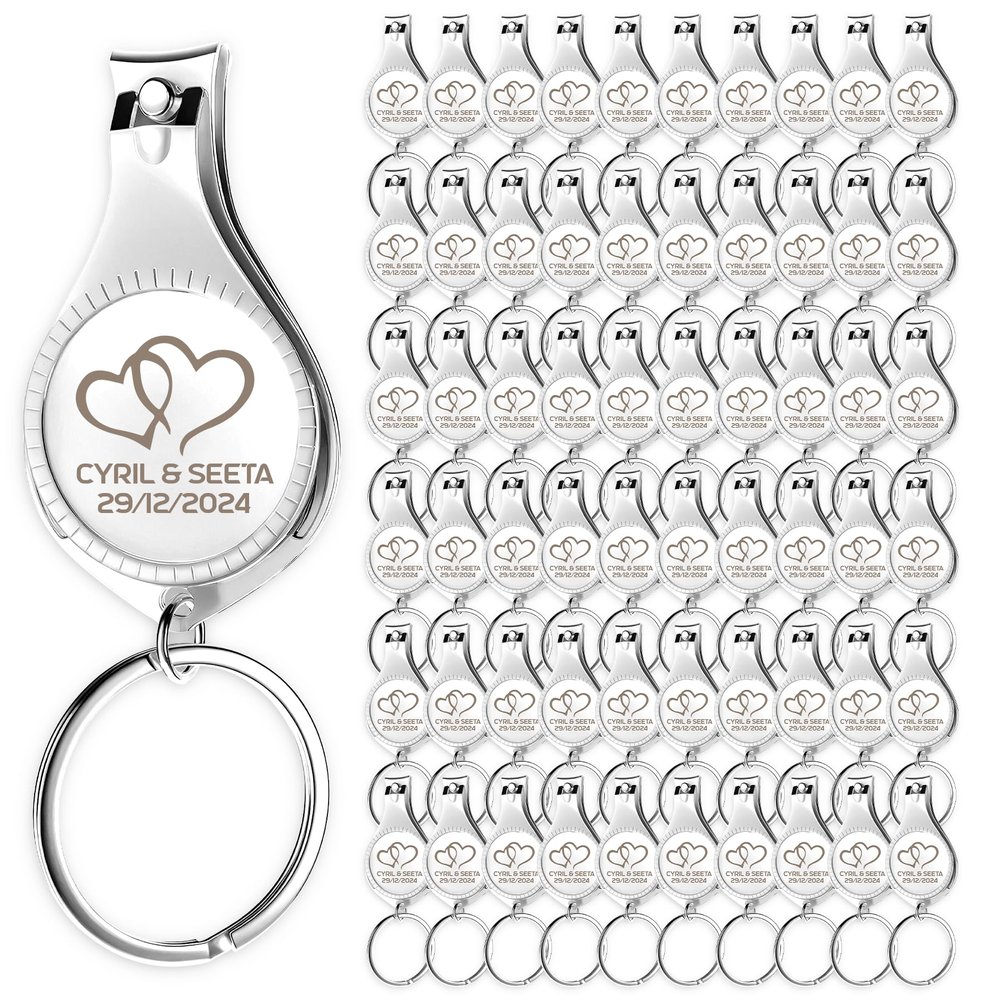 100pcs-Personalized 4 in 1 Multi Function Bottle Opener, Nail Clipper, Wedding Favors Brewery, Private Customized, Sliver, Multitool Gifts for Men