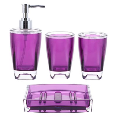 Countertop Accessory Set 4pc Bathroom Set Blue Soap Dish Toothbrush Holder Bathing Supplies