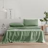EVERLY Linen Sheets Set Twin Size,100% French Pure Linen Sheets Set,3Pieces (1Flat Sheet,1Fitted Sheet,1Pillowcase) Suitable for Hot Sleepers, Stonewash Deep Pocket Natural Bedding Set-Saga Green view 1
