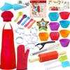 Cooking and Baking Set Real Baking Gift Includes Apron,Chef Hat,Oven Mitt&Utensil,Recipes for the Curious Junior Chef view 1