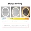 HORV LED Backlit Bathroom Mirror, Round Wall Mount Mirror, Frameless Illuminated Vanity Make Up Mirror with Smart Touch and Electronic Clock view 2