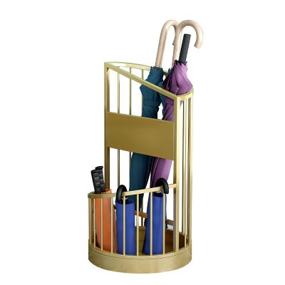 Umbrella Rack Hua Fashion Golden Umbrella Stand, Double Umbrella Bucket, for Home Hotel Lobby Business Umbrella Storage Rack, Metal Craft, 2 Sizes (Size : 30x61cm)