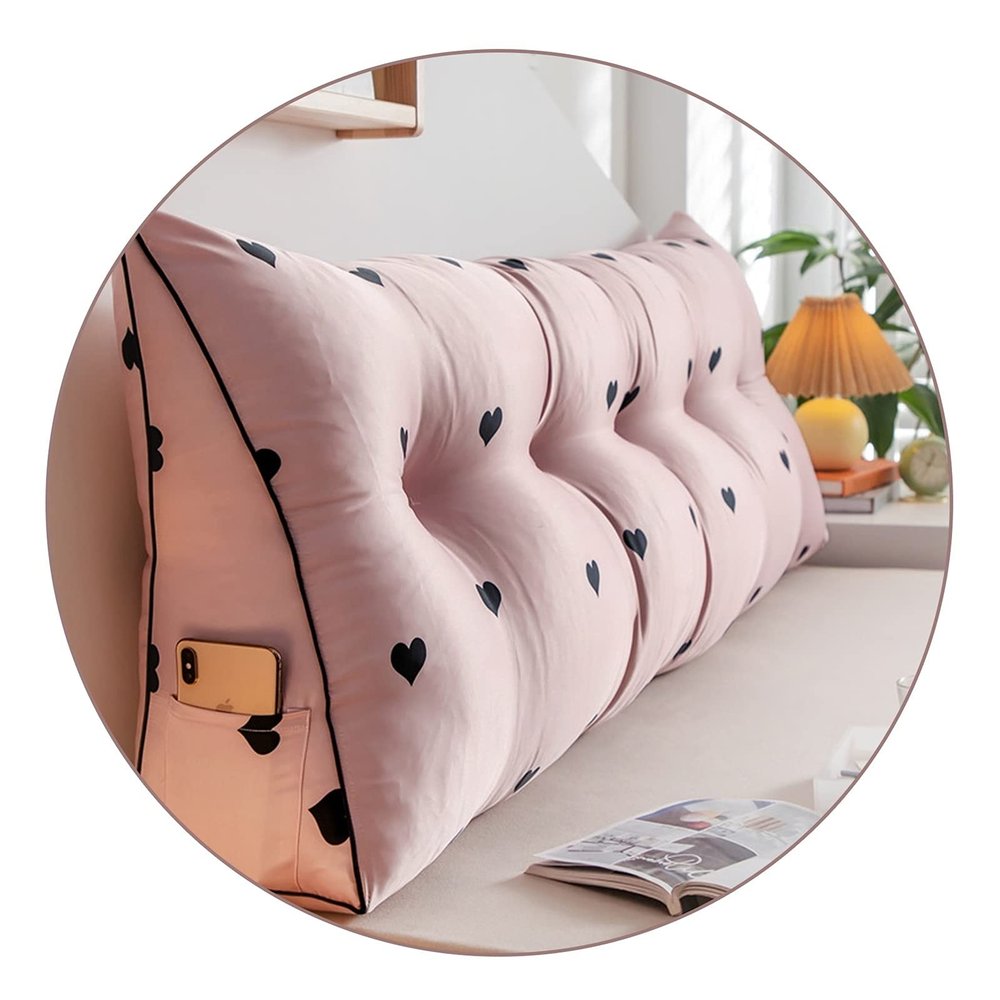 AYLYHD Headboard Cushion Triangular Lumbar Pillow Big Soft Reading Pillow Upholstered Daybed Sofa Bed Office Chair Wedge Pillow for Adult Kids (Color : A, Size : 180x50x20cm)