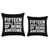 15th Birthday Shirt Gift Age 15 Year Old Boy Girl Fifteen Throw Pillow view 3
