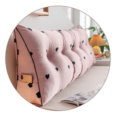 AYLYHD Headboard Cushion Triangular Lumbar Pillow Big Soft Reading Pillow Upholstered Daybed Sofa Bed Office Chair Wedge Pillow for Adult Kids (Color : A, Size : 80x50x20cm)