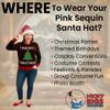 Nicky Bigs Novelties Pink Sequin Santa Hat for Women - Pink Sparkly Santa Hats with Velvety Faux Fur Trim & Fluffy Pom, Girls Christmas Hats & Costume Accessories for Women view 4