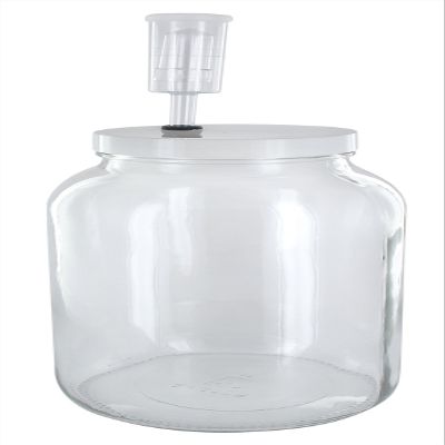 Home Brew Ohio Wide Mouth Jar 1 Gal w/Grommeted 110mm White Metal Cap and Econo-Lock Airlock
