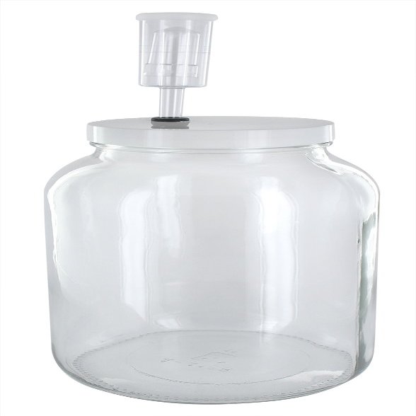 Home Brew Ohio Wide Mouth Jar 1 Gal w/Grommeted 110mm White Metal Cap and Econo-Lock Airlock