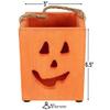 6.25" Small Orange Wood Jack O Lantern Halloween Candle Lantern view 3