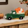 9.5" LED Lighted Green Ceramic Truck Hauling Pumpkins Autumn Harvest Decoration view 2