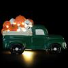 9.5" LED Lighted Green Ceramic Truck Hauling Pumpkins Autumn Harvest Decoration view 3