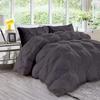 Best Bedding Store All-Season 600 GSM Dark Gray Goose Down 5 Pieces Quiled Pinch Pleated Comforter Set (Comforter + 4 Pillow Cases) 1200 Series Egyptian Cotton Duvet Insert Queen view 1