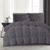 Best Bedding Store All-Season 600 GSM Dark Gray Goose Down 5 Pieces Quiled Pinch Pleated Comforter Set (Comforter + 4 Pillow Cases) 1200 Series Egyptian Cotton Duvet Insert Queen view 3