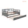 Solid Wood Full Size Daybed, Daybed with a Trundle, Wooden Full Size Daybed Frame with a Twin Trundle, Wooden Slat Support, No Box Spring Needed (Gray+Wood) view 2