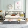 Solid Wood Full Size Daybed, Daybed with a Trundle, Wooden Full Size Daybed Frame with a Twin Trundle, Wooden Slat Support, No Box Spring Needed (Gray+Wood) view 4