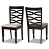 BOWERY HILL Sand Fabric Dark Brown Finished 2-Piece Dining Chair Set view 1
