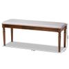 BOWERY HILL Modern Upholstered Wood Dining Bench, 47.8 in Wide, Walnut Brown Finish, Grey Polyester Fabric, Foam Cushion, Classic Ball Turned Legs, Versatile Seating for Dining Room or Entryway view 3