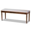 BOWERY HILL Modern Upholstered Wood Dining Bench, 47.8 in Wide, Walnut Brown Finish, Grey Polyester Fabric, Foam Cushion, Classic Ball Turned Legs, Versatile Seating for Dining Room or Entryway view 4