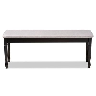 BOWERY HILL Modern Grey Upholstered and Brown Finished Wood Dining Bench