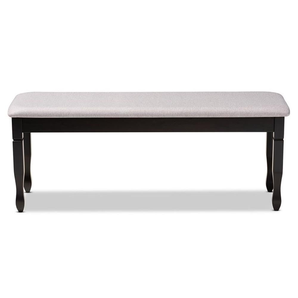 BOWERY HILL Modern Grey Upholstered and Brown Finished Wood Dining Bench