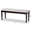 BOWERY HILL Modern Grey Upholstered and Brown Finished Wood Dining Bench view 3