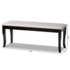 BOWERY HILL Transitional Gray Fabric Dining Bench, 47.8 in Wide, Dark Brown Finished Wood, Foam-Padded Seat, Polyester Upholstery, Cabriole Legs, Modern Kitchen or Dining Room Seating, Made in view 3