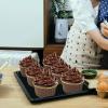 Foil Cupcake Liners With Dome Lids 100 Pack,LNYZQUS 5.5 Oz Muffin Cups Muffin Tins,Disposable Ramekins Cupcake Cups Wrappers Holders,Large Muffin Liners Baking Cups,with Spoons-Brown in Gold view 2