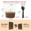 Foil Cupcake Liners With Dome Lids 100 Pack,LNYZQUS 5.5 Oz Muffin Cups Muffin Tins,Disposable Ramekins Cupcake Cups Wrappers Holders,Large Muffin Liners Baking Cups,with Spoons-Brown in Gold view 3