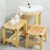 WL-ZZZ Shower/Bath Stools Wooden Shower Seat Stool Multi Purpose 2 Tiers Change Shoes Stool Waterproof Spa Bathing Chair Non-Slip Bathroom Stool for Shower (Size : 37.525.527.5 cm) view 2