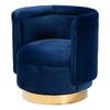 BOWERY HILL 18.11" Contemporary Velvet Swivel Accent Chair in Blue/Gold view 1