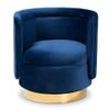 BOWERY HILL 18.11" Contemporary Velvet Swivel Accent Chair in Blue/Gold view 4