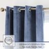 PLEASANT BOULEVARD | Velvet Curtains [2 Panels] Elegant Living Room Bedroom Window Drape Curtain, Grommet Eyelet Style (52" W x 95" L, Stone Blue) view 2