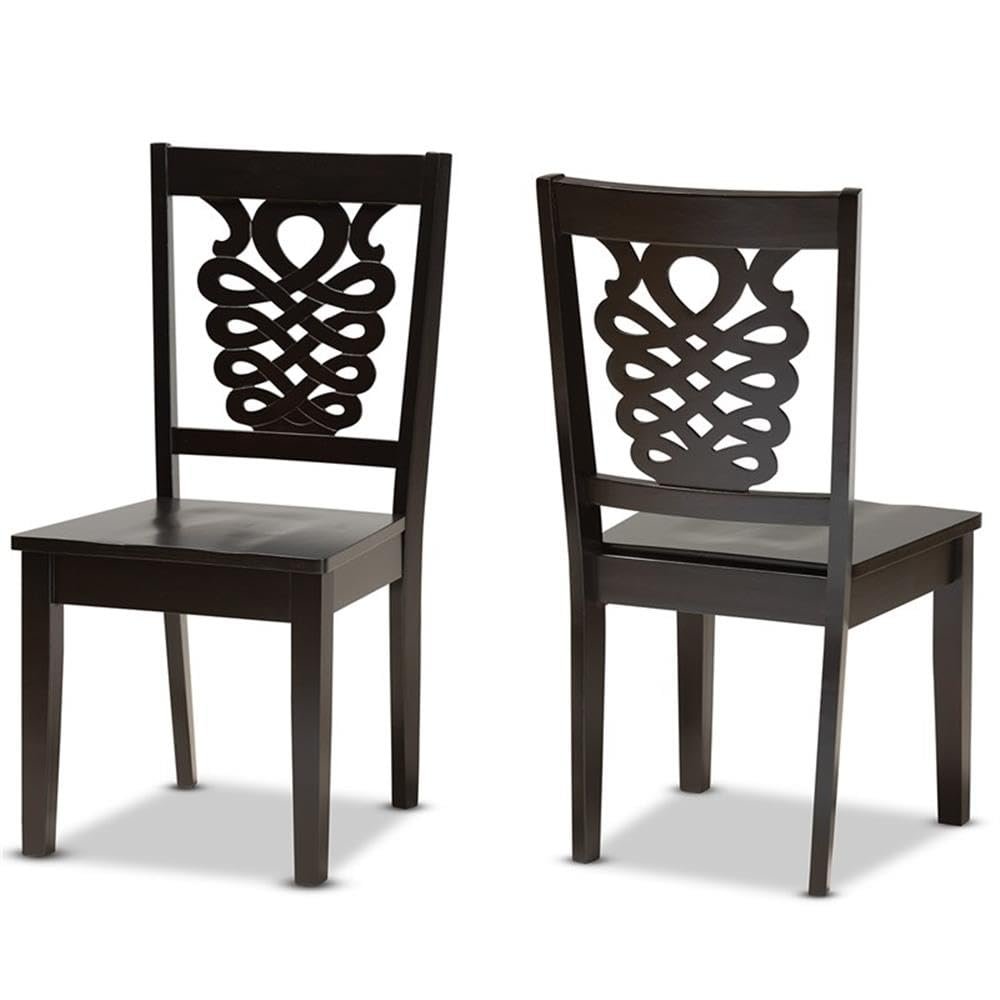 BOWERY HILL Dark Brown Finished Wood 2-Piece Dining Chair Set