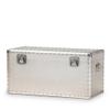 BOWERY HILL Mid-Century Metal and Wood Storage Trunk, 29.72 in Wide, Silver Finish, French Industrial Style with Rivets, Spacious Inner Compartment, Decorative Storage for Blankets and Pillows view 1