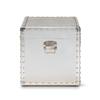 BOWERY HILL Mid-Century Metal and Wood Storage Trunk, 29.72 in Wide, Silver Finish, French Industrial Style with Rivets, Spacious Inner Compartment, Decorative Storage for Blankets and Pillows view 4