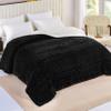 Exclusivo Mezcla Twin Size Sherpa Fleece Bed Blanket, Reversible Velvet Warm Blankets for Bed Couch Sofa, 90x66 Inches, Dark Black view 2