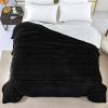 Exclusivo Mezcla Twin Size Sherpa Fleece Bed Blanket, Reversible Velvet Warm Blankets for Bed Couch Sofa, 90x66 Inches, Dark Black view 3
