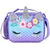 mibasies Unicorn Lunch Bag Kids Insulated Lunch Box for Girls with Water Bottle Holder and Shoulder Strap (Mermaid Blue Purple) view 1