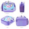 mibasies Unicorn Lunch Bag Kids Insulated Lunch Box for Girls with Water Bottle Holder and Shoulder Strap (Mermaid Blue Purple) view 4