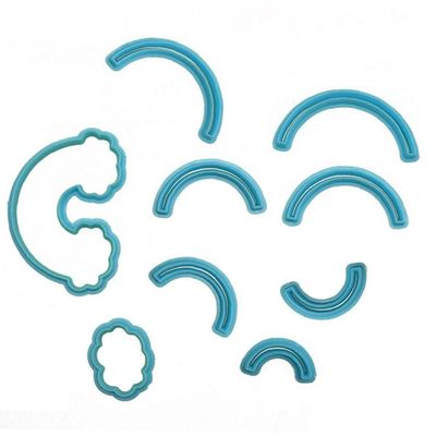 9pcs/Set Rainbow Cutter Printed Cake Decorating Template Fondant Biscuit Press Mold Home Baking Tool for Kids