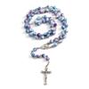 Rosary Beads Catholic for Woman, Blue Purple Pearl Rosary Necklace view 1